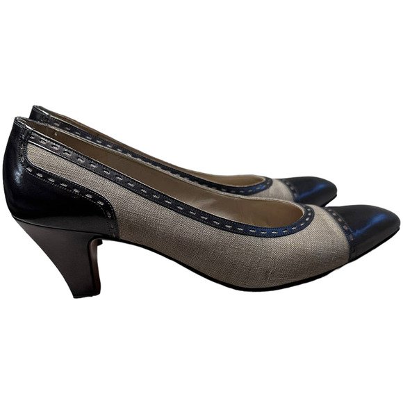 Salvatore Ferragamo Italian Two-Toned Spectator Heels, Size 8.5 - Picture 1 of 9